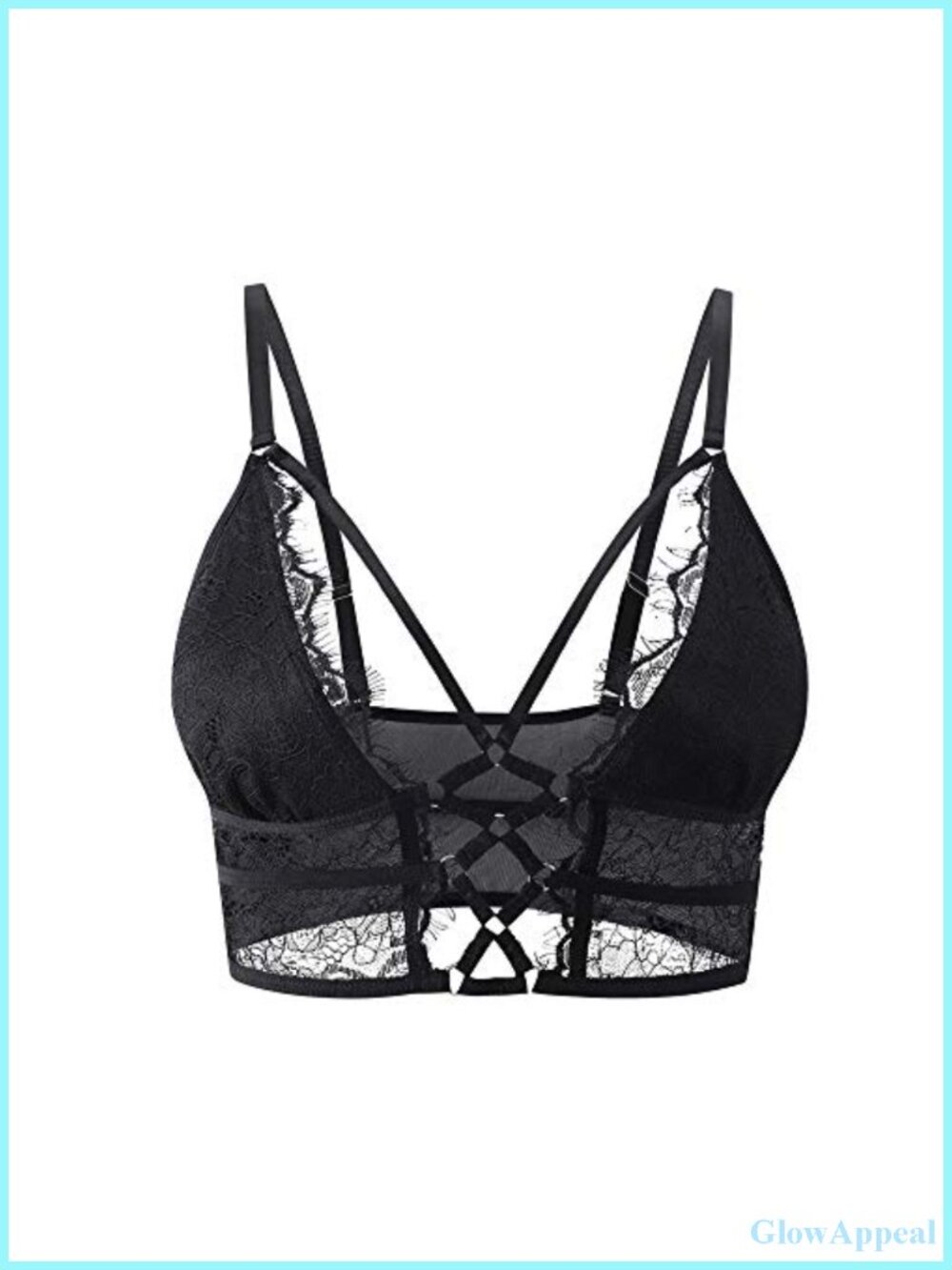 V-Neck Eyelash Criss Cross Cami Bra Mesh Back Wire Free Bralette